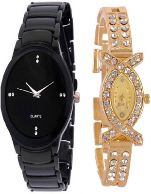 

Miss Perfect AKS Gold Girl And Iik Collection Black Men Couple Watch Watch - For Couple