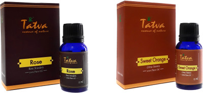 Tatva 100% Pure Essential Oil- COMBO (Rose 15ml & Sweet Orange 15ml)(30 ml)