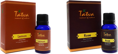 

Tatva 100% Pure Essential Oil- COMBO (Lemon 15ml & Rose 15ml)(30 ml)
