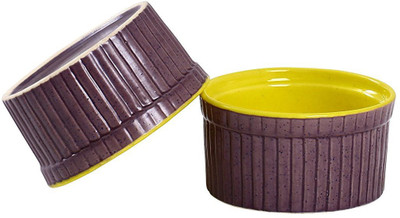 

caffeine Dessert Serving Bowl in Glossy Purple and Yellow Ramekins (Set of 2) Ceramic Bowl Set(Yellow, Purple, Pack of 2)