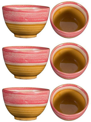 

caffeine Dining Dessert Bowl in Pink Studio Ceramic Bowl Set(Pink, Pack of 6)