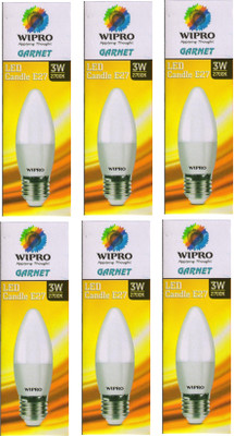 

Wipro 3 W Candle E27 LED Bulb(Yellow, Pack of 6)