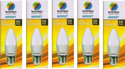 

Wipro 3 W Candle E27 LED Bulb(Yellow, Pack of 5)