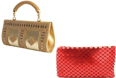 

zuberi couture Casual Gold, Red Clutch