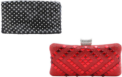 zuberi couture Casual Red, Black Clutch, Black;red
