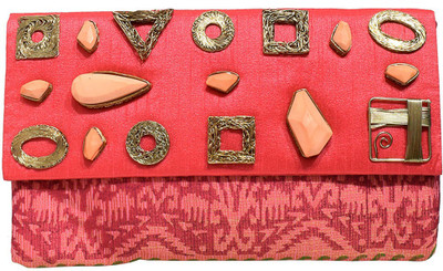 

Jewellerkaka Casual Red, Gold Clutch, Gold;red