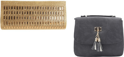 

zuberi couture Casual Gold, Black Clutch, Black;gold