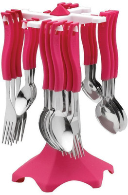 

Jen Trendy Pink Stainless Steel, Plastic Cutlery Set