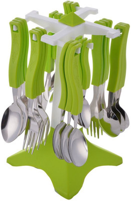 

Jen Trendy Green Plastic, Stainless Steel Cutlery Set(Pack of 24)