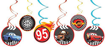 

PARTY PROPZ Multicolor CAR BIRTHDAY DECORATION/ SWIRLS HANGING SET OF 6/CAR PARTY SUPPLIES - 6 g