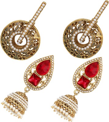 Jewels Capital diva style Cubic Zirconia, Pearl Alloy Chandbali Earring, Jhumki Earring