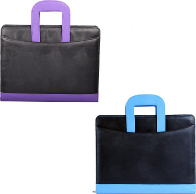 

COI leatherite black/purple and black/blue file folder and resume folder for documents and certificate for office executive folder and interview document file and folders for students with Free writing pad and pen ( set of 2 )(Set Of 2, Black, Purple, Blu