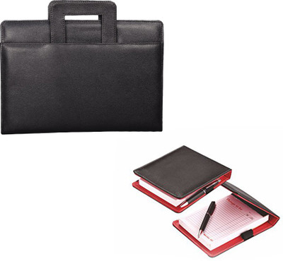 

COI leatherite black and black/red briefcase file and folder for certificate and documents for students portfolio with zip expending file folder ( set of 2 )(Set Of 2, Black, Red)