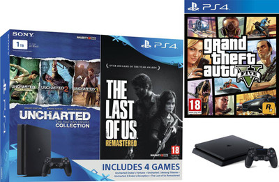 

Sony PS4 Slim 1 TB with Grand Theft Auto V, The Last of Us and Uncharted Collection (Limited Edition)(Black)