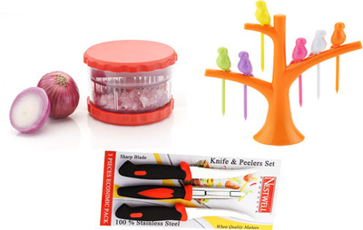 

Nestwell GARLIC CRUSHER WITH FRUIT FORK WITH KNIFE & PEELER GARLIC CRUSHER WITH FRUIT FORK WITH KNIFE & PEELER Multicolor Kitchen Tool Set(Multicolor)