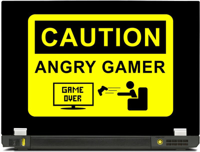 

PosterMart Caution Angry Gamer Laptop Skin - High Quality 3M Vinyl and Matt Lamination High Quality Laminated 3M Vinyl Laptop Decal 17