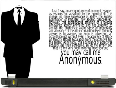 

PosterMart Anonymous Laptop Skin Type 54 - High Quality 3M Vinyl and Matt Lamination High Quality Laminated 3M Vinyl Laptop Decal 17