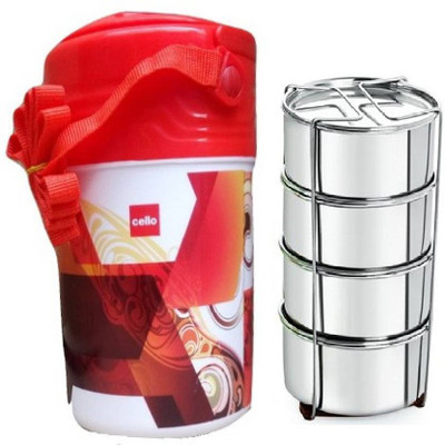 

Cello meal kit 4 Containers Lunch Box(1000 ml), Red