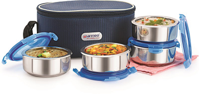 

Warmeo Insulated Lock N Warm Lunch Pack - 4 Pc 4 Containers Lunch Box(1000 ml), Steel
