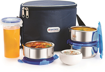 

Warmeo Insulated Lock N Warm Lunch Pack - 3 With Bottle 3 Containers Lunch Box(1200 ml), Steel
