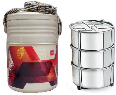 

Cello meal kit 3 Containers Lunch Box(600 ml), Brown