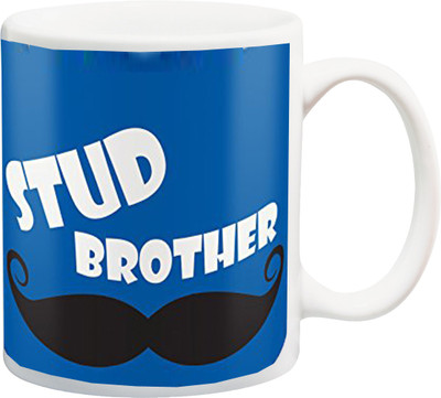 

ME&YOU Raksha Bandhan Gifts For Bro/ Bhai; Stud Brother Printed Ceramic Mug(325 ml), Multicolor