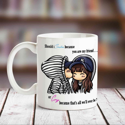 

Huppme Smile Cry White Coffee Ceramic Mug(350 ml)