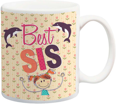 

ME&YOU Raksha Bandhan Gift for behan; Best Sis Printed Ceramic Mug(325 ml), Multicolor