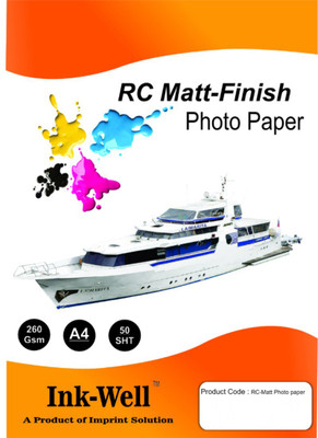 

INK WELL Photo Stain Matte Paper A4 Size Resincoat - 260 GSM, 50 Sheets Unruled A4 Photo Paper(Set of 1, White)