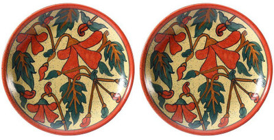 

caffeine Quarter Plate 7 Inch Stoneware in Orange Kohbar Handmade Dinner Plates(Pack of 2)