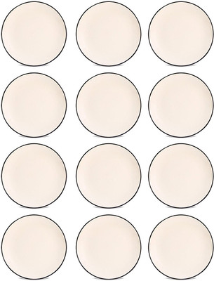 caffeine 10IN Stoneware in Matte White (Set of 12) Handmade Dinner Plates(Pack of 12)
