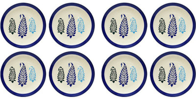 

caffeine Dinner Plate 10 Inch Stoneware in Blue Boota Handmade Dinner Plates(Pack of 8)