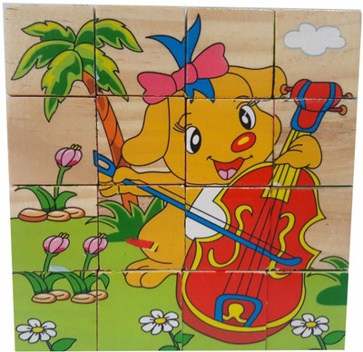 

Smartcraft 4x4Wooden Puzzle Cube - Animals with instruments(16 Pieces)