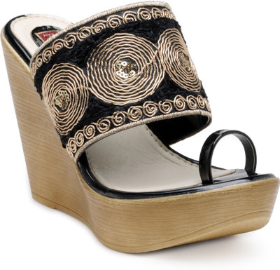 

Flat n Heels Women Black Wedges