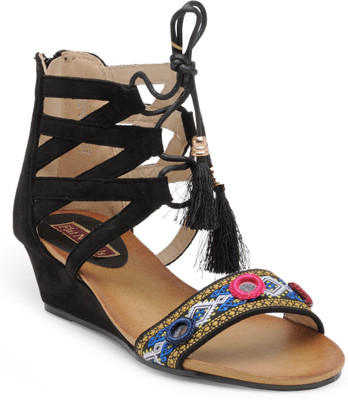 

Flat n Heels Women Black Wedges