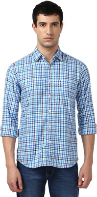PARX Men Checkered Formal Blue Shirt