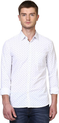 PARX Men Printed Formal White Shirt