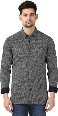 PARK AVENUE Men Printed Formal Black Shirt