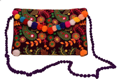 

AHC Girls Casual Multicolor Velvet Sling Bag