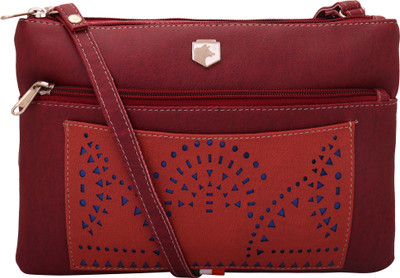 

Wocket Girls Casual Maroon Leatherette Sling Bag