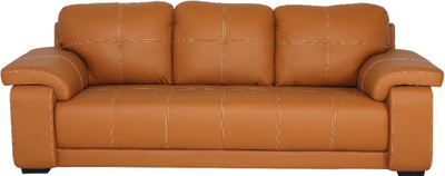 Furniture Mind Max Leatherette 3 Seater Sofa(Finish Color - Tan Brown)