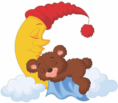 Asmi Collections 70 cm Cute Teddy Bear Sleeping on Moon Removable Sticker(Pack of 1)