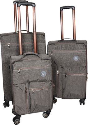 

Satchi Club Italy Luggage 3 Pcs Set (55,65,75 Cms) 4 Wheel Soft Sided Water Resistant Expandable Check-in Luggage -  Inches(Grey
