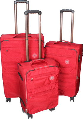 Satchi Club Italy Luggage 3 Pcs Set (55,65,75 Cms) 4 Wheel Soft Sided Water Resistant Expandable Check-in Luggage -  Inches(Red
