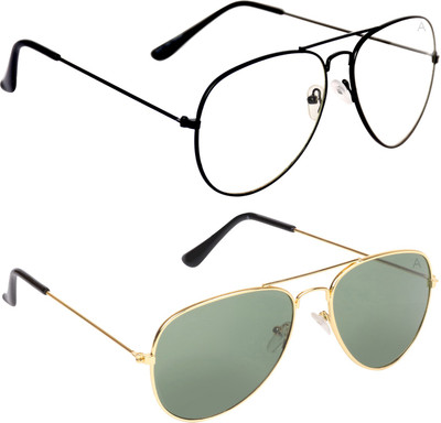 

Aligatorr Aviator Sunglasses(Clear, Green