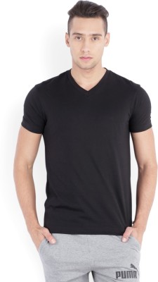 JOCKEY Solid Men V Neck Black T-Shirt