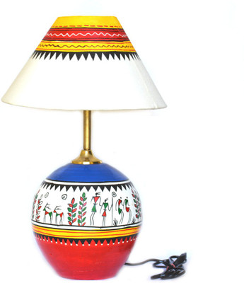

Art Godaam Hand painted terracotta Table Lamp(40 cm, Red)