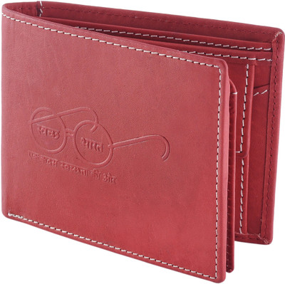 

Hidelink Men Red Genuine Leather Wallet(6 Card Slots)