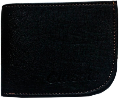 KAAYRA Men Black Genuine Leather Wallet(4 Card Slots)