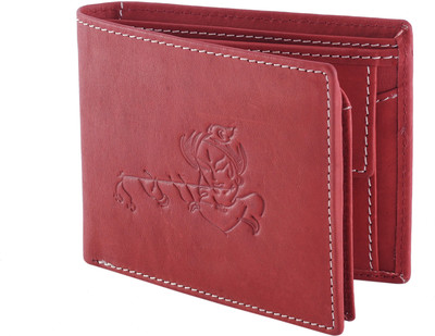 

Hidelink Men Red Genuine Leather Wallet(6 Card Slots)